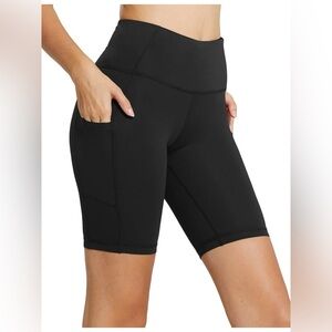 BALEAF Biker Shorts Yoga Spandex Tummy with Pockets Stash Pockets 8" Size M EUC